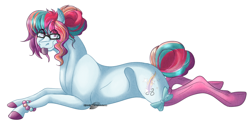 Size: 1265x629 | Tagged: safe, artist:bijutsuyoukai, derpibooru import, oc, oc:berolia, unofficial characters only, earth pony, pony, clothes, female, glasses, mare, prone, simple background, socks, solo, tongue out, transparent background