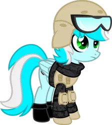 Size: 1280x1431 | Tagged: safe, artist:fletcherthehuntress, derpibooru import, oc, oc:cloudsky, unofficial characters only, pegasus, pony, clothes, female, goggles, helmet, mare, simple background, solo, transparent background, uniform