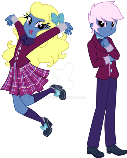 Size: 1024x1274 | Tagged: safe, artist:nstone53, derpibooru import, oc, oc:azure/sapphire, unofficial characters only, equestria girls, bowtie, clothes, crossdressing, crystal prep academy uniform, equestria girls-ified, feminization, pants, pleated skirt, school uniform, shoes, simple background, skirt, socks, transparent background