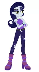Size: 278x508 | Tagged: safe, artist:unicornsmile, derpibooru import, moonlight raven, equestria girls, alternative cutie mark placement, bet, boots, bracelet, clothes, cutie mark tattoo, equestria girls-ified, female, high heel boots, jewelry, shoes, shoulder cutie mark, simple background, tattoo, torn clothes, white background