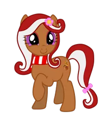 Size: 1350x1500 | Tagged: safe, derpibooru import, oc, oc:victoria sponge, unofficial characters only, earth pony, pony, bow, cake, clothes, cute, eyelashes, eyeshadow, female, flower, food, makeup, purple eyes, scarf, show accurate, simple background, solo, transparent background, two toned mane, two toned tail, victoria spongecake