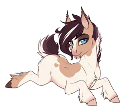 Size: 2401x2116 | Tagged: safe, artist:askbubblelee, derpibooru import, oc, oc:trots n socks, unofficial characters only, bat pony, pony, wingless bat pony, bat pony oc, fangs, female, mare, piebald coloring, ponysona, prone, short tail, simple background, slit eyes, solo, transparent background, unshorn fetlocks, wingless