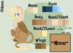 Size: 1524x1110 | Tagged: artist:ipandacakes, classical hippogriff, derpibooru import, hippogriff, male, oc, oc:gideon, offspring, parent:dumbbell, parent:gilda, parents:gildabell, reference sheet, safe, solo, unofficial characters only