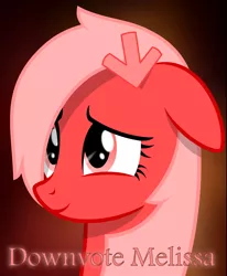 Size: 1622x1971 | Tagged: safe, artist:arifproject, derpibooru import, oc, oc:downvote, ponified, unofficial characters only, pony, derpibooru, bust, derpibooru ponified, floppy ears, messy mane, meta, name, simple background, smiling, solo, text, vector