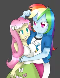 Size: 620x807 | Tagged: suggestive, artist:billcipherspuppet, derpibooru import, fluttershy, rainbow dash, equestria girls, breasts, busty fluttershy, drool, hypnosis, pendulum, pendulum swing, swirly eyes