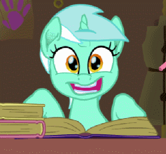 Size: 237x219 | Tagged: safe, artist:snapai, derpibooru import, lyra heartstrings, pony, unicorn, fanfic:anthropology, animated, book, cute, female, looking at you, mare, solo, title drop