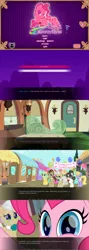 Size: 1429x4035 | Tagged: safe, artist:niggerfaggot, artist:spookitty, derpibooru import, cherry berry, cloud kicker, derpy hooves, ditzy doo, doctor whooves, junebug, lyra heartstrings, mayor mare, pinkie pie, raven, sunshower raindrops, time turner, pony, close-up, extreme close up, fangame, friendship, friendship express, game, hug, magic, pony tale adventures, train, train station, visual novel, worried