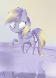 Size: 631x885 | Tagged: safe, artist:13light, derpibooru import, derpy hooves, pegasus, pony, confused, female, frown, mare, raised hoof, solo