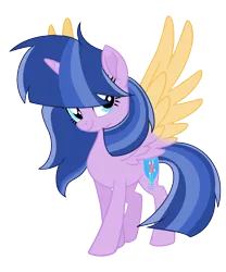 Size: 1116x1344 | Tagged: safe, artist:thesmall-artist, derpibooru import, oc, oc:magic shield, unofficial characters only, alicorn, pony, colored wings, female, mare, movie accurate, multicolored wings, offspring, parent:flash sentry, parent:twilight sparkle, parents:flashlight, simple background, solo, transparent background