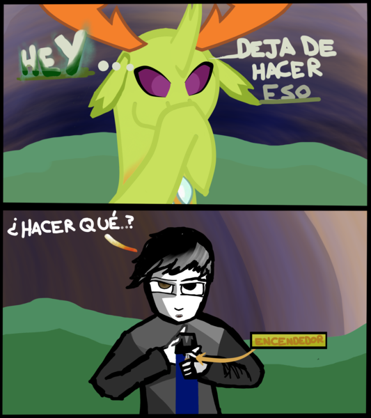 Size: 2560x2880 | Tagged: artist:alltheworldbronyf, changedling, changeling, comic, comic:cristianvsthorax, derpibooru import, human, king thorax, oc, ponyville, safe, spanish, sunset, thorax