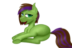 Size: 1024x683 | Tagged: safe, artist:recordmelodie, derpibooru import, oc, oc:ferb, unofficial characters only, earth pony, pony, heterochromia, looking at you, looking back, plot, simple background, solo, transparent background