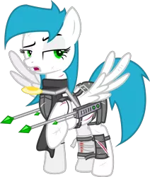 Size: 3834x4524 | Tagged: safe, alternate version, artist:zylgchs, derpibooru import, oc, oc:cynosura, unofficial characters only, pony, fallout equestria, armor, bandage, battle saddle, clothes, injured, raised hoof, scar, scarf, simple background, solo, transparent background, vector