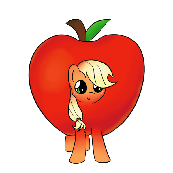 Size: 1280x1280 | Tagged: safe, artist:phat_guy, derpibooru import, applejack, earth pony, food pony, original species, pony, apple, apple pony, applehorse, applejack becoming an apple, female, final form, food, mare, missing accessory, missing hat, simple background, smiling, solo, tasty fruit, this is my final form, transformation, transparent background