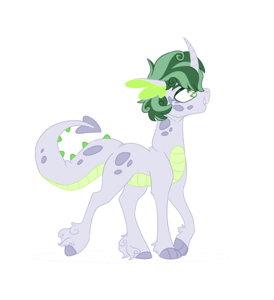 Size: 1024x1120 | Tagged: artist:torusthescribe, derpibooru import, dracony, female, hybrid, interspecies offspring, oc, oc:jadeite, offspring, parent:spike, parents:spikebelle, parent:sweetie belle, safe, simple background, solo, transparent background, unofficial characters only, white outline