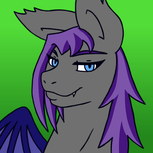 Size: 512x512 | Tagged: safe, artist:the-chimaera-draws, derpibooru import, oc, oc:serasotta-bloodbayne, unofficial characters only, bat pony, pony, ask, bat pony oc, looking at you, profile picture, tumblr, tumblr comic