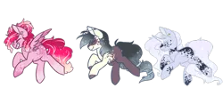Size: 1024x480 | Tagged: safe, artist:akiiichaos, derpibooru import, oc, unofficial characters only, earth pony, pegasus, pony, unicorn, female, filly, magical lesbian spawn, offspring, parent:applejack, parent:pinkie pie, parent:princess luna, parent:rarity, parents:lunajack, parents:lunapie, parents:rariluna, simple background, transparent background