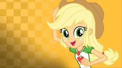 Size: 1280x720 | Tagged: safe, derpibooru import, official, applejack, equestria girls, equestria girls series, applejack's hat, choose applejack, choose your own ending (season 1), cowboy hat, cyoa, female, geode of super strength, hat, magical geodes, solo