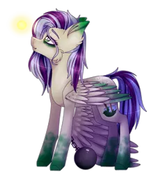 Size: 2371x2775 | Tagged: safe, artist:honeybbear, derpibooru import, oc, oc:mossy, unofficial characters only, pegasus, pony, ball and chain, female, high res, light, mare, orb, simple background, solo, transparent background