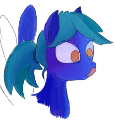 Size: 3304x3472 | Tagged: safe, artist:cammy, derpibooru import, oc, unofficial characters only, pegasus, pony, :p, bust, colored, male, mlem, no catchlights, no pupils, ponytail, silly, simple background, solo, stallion, three quarter view, tongue out, transparent background