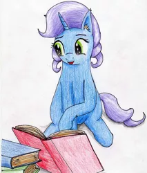 Size: 2369x2777 | Tagged: safe, artist:40kponyguy, derpibooru import, oc, oc:emerald eclipse, unofficial characters only, pony, unicorn, book, ear fluff, looking down, reading, requested art, simple background, solo, traditional art, white background
