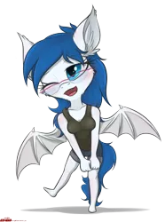 Size: 1186x1596 | Tagged: safe, artist:orang111, derpibooru import, oc, oc:wind chime, unofficial characters only, anthro, bat pony, plantigrade anthro, bat pony oc, glasses, one eye closed, simple background, solo, spread wings, transparent background, wings