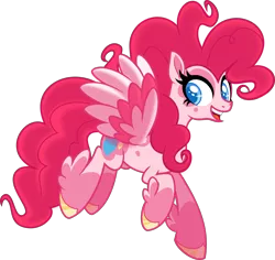 Size: 5000x4728 | Tagged: safe, artist:orin331, derpibooru import, pinkie pie, pegasus, pony, leak, spoiler:g5, absurd resolution, coat markings, colored hooves, colored pupils, colored wings, feathered fetlocks, flying, g5, multicolored wings, pegasus pinkie pie, pinkie pie (g5), race swap, simple background, solo, transparent background, vector