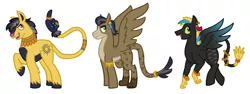 Size: 2426x917 | Tagged: artist:kittentrash, bracelet, derpibooru import, hybrid, interspecies offspring, jewelry, oc, offspring, parent:ahuizotl, parent:daring do, parents:darizotl, safe, simple background, tail hand, tail ring, unofficial characters only, white background