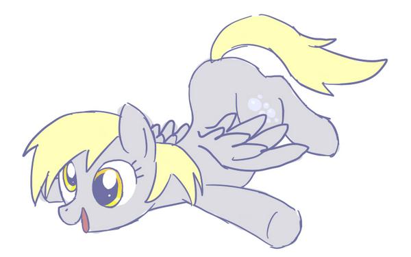 Size: 600x375 | Tagged: safe, artist:yosixi, derpibooru import, derpy hooves, pony, simple background, solo, white background