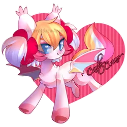 Size: 400x400 | Tagged: safe, artist:snow angel, derpibooru import, oc, oc:candy cream, unofficial characters only, bat pony, pony, bat pony oc, chest fluff, colored pupils, heart eyes, simple background, solo, transparent background, white outline, wingding eyes