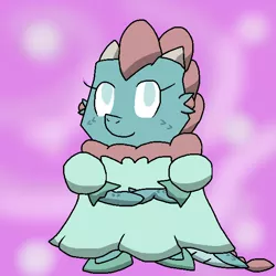 Size: 600x600 | Tagged: safe, artist:ask-wisp-the-diamond-dog, artist:wisp the diamond dog, derpibooru import, oc, oc:cindy, unofficial characters only, dragon, cindy the baby dragon, clothes, dress, ice dragon