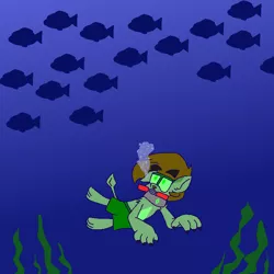Size: 700x700 | Tagged: artist:ask-wisp-the-diamond-dog, artist:wisp the diamond dog, derpibooru import, diamond dog, doggo, fish, goggles, ocean, safe, swimming, swimming goggles, underwater