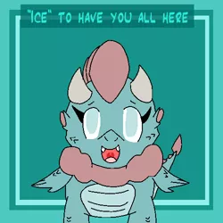 Size: 500x500 | Tagged: artist:ask-wisp-the-diamond-dog, artist:wisp the diamond dog, baby, baby dragon, derpibooru import, dragon, hearts and hooves day, holiday, ice dragon, oc, oc:cindy, pun, safe, unofficial characters only, valentine's day