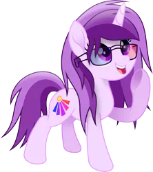 Size: 5944x6703 | Tagged: safe, artist:livehotsun, derpibooru import, oc, oc:purple eye, unofficial characters only, pony, unicorn, absurd resolution, female, glasses, mare, movie accurate, open mouth, raised hoof, simple background, solo, sunglasses, transparent background, underhoof