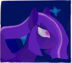 Size: 2249x1970 | Tagged: safe, artist:cammy, derpibooru import, twilight sparkle, pegasus, pony, bust, hair over one eye, looking up, night, painting, portrait, race swap, simple background, solo, stars, wings