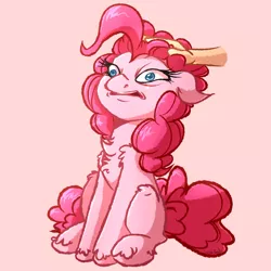 Size: 1024x1024 | Tagged: safe, artist:witchtaunter, derpibooru import, pinkie pie, earth pony, human, pony, bad touch, behaving like a cat, chest fluff, disembodied hand, disgusted, ech, faic, female, floppy ears, fluffy, hand, human on pony petting, leg fluff, mare, missing cutie mark, molestation, nonconsensual, petting, ponk, shoulder fluff, simple background, sitting, unshorn fetlocks