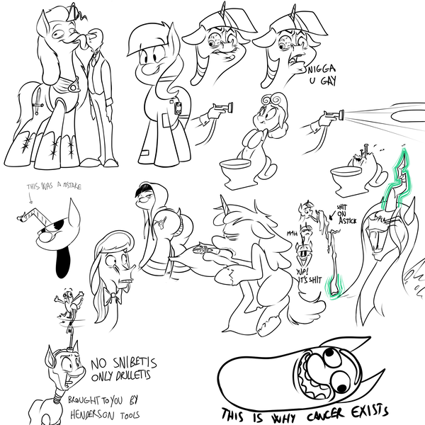 Size: 2000x2000 | Tagged: questionable, artist:anontheanon, derpibooru import, octavia melody, queen chrysalis, twilight sparkle, oc, oc:anon, oc:blocky bits, oc:dewdrop sunshine, oc:kohlette, oc:nordpone, ponified, object pony, original species, pony, toilet pony, unicorn, bane, body pillow, bowtie, broken, burroctavia, but why, clothes, cuphead, derp, dickbutt, dock, evil laugh, faic, female, garden hose, hoodie, hose, kissing, licking, looking at you, looking back, looking back at you, mare, nigga you gay, open mouth, panties, pants, pickle rick, plot, poop, sex doll, shirt, shoes, slapstick, the ass was fat, toilet, tongue out, unamused, underwear, unibrow, vest, vulgar