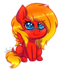 Size: 578x672 | Tagged: safe, artist:ghostlymarie, derpibooru import, oc, oc:sunrise tune, unofficial characters only, pony, :3, chibi, cute, glasses, simple background, sitting, solo, transparent background, white outline