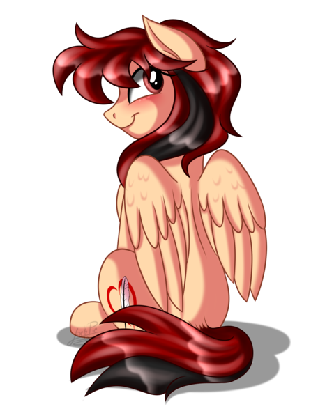 Size: 1900x2500 | Tagged: safe, artist:jack-pie, derpibooru import, oc, oc:jack pie, unofficial characters only, pegasus, pony, female, looking back, mare, rear view, simple background, smiling, transparent background