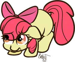 Size: 804x670 | Tagged: safe, artist:binkyt11, derpibooru import, apple bloom, earth pony, pony, 2017, blank flank, bow, eye clipping through hair, female, filly, hair bow, sad, scared, simple background, sketch, sketch dump, solo, transparent background, wip