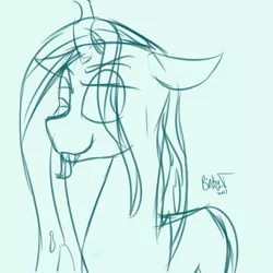 Size: 3000x3000 | Tagged: safe, artist:binkyt11, derpibooru import, queen chrysalis, changeling, changeling queen, 2017, female, image, lidded eyes, monochrome, png, simple background, sketch, sketch dump, solo, tongue out, wip