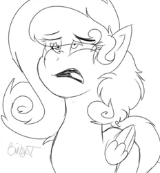 Size: 1780x1920 | Tagged: safe, artist:binkyt11, derpibooru import, oc, oc:penelope, unofficial characters only, butterfly, pegasus, pony, 2017, female, mare, monochrome, nose wrinkle, pre sneeze, simple background, sketch, sketch dump, sneezing, solo, wip