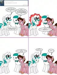 Size: 1204x1604 | Tagged: safe, artist:dekomaru, derpibooru import, oc, oc:dazzle, oc:matthew trotswright, oc:veronica, unofficial characters only, earth pony, pony, unicorn, tumblr:ask twixie, ask, comic, cowboy hat, female, hat, magic, mare, sunglasses, tumblr