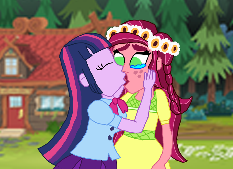 Size: 4032x2923 | Tagged: safe, artist:ktd1993, derpibooru import, gloriosa daisy, twilight sparkle, equestria girls, legend of everfree, crack shipping, daisylight, female, kissing, lesbian, shipping