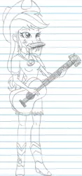 Size: 837x1796 | Tagged: safe, artist:haleyc4629, derpibooru import, applejack, equestria girls, legend of everfree, guitar, harmonica, lined paper, musical instrument, playing instruments, solo, traditional art