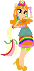 Size: 271x563 | Tagged: safe, artist:selenaede, artist:user15432, derpibooru import, applejack, human, equestria girls, apple daisy, barely eqg related, base used, clothes, colorful, colors, crossover, crown, ear piercing, earring, equestria girls style, equestria girls-ified, high heels, image, jewelry, nintendo, piercing, png, ponied up, pony ears, princess daisy, rainbow, rainbow hair, rainbow power, rainbow power-ified, rainbow tail, regalia, shoes, super mario bros., super smash bros.