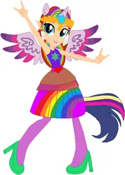Size: 377x526 | Tagged: safe, artist:selenaede, artist:user15432, derpibooru import, twilight sparkle, twilight sparkle (alicorn), alicorn, human, hylian, equestria girls, barely eqg related, base used, clothes, colored wings, colorful, colors, crossover, crown, ear piercing, earring, equestria girls style, equestria girls-ified, high heels, humanized, jewelry, legend of zelda: twilight princess, multicolored wings, nintendo, pegasus wings, piercing, ponied up, pony ears, princess zelda, rainbow, rainbow hair, rainbow power, rainbow power-ified, rainbow wings, regalia, shoes, simple background, super smash bros., the legend of zelda, the legend of zelda: twilight princess, twizelda, white background, winged humanization, wings