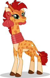 Size: 1024x1610 | Tagged: artist:mlp-trailgrazer, derpibooru import, ear piercing, earring, female, giraffe, giraffied, jewelry, neck rings, oc, oc:keyframe, piercing, safe, simple background, solo, species swap, transparent background, unofficial characters only