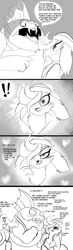 Size: 1200x4112 | Tagged: anthro, artist:klondike, black and white, comic, derpibooru import, female, fishman, grayscale, innuendo, lizard, louise, male, monochrome, mori, oc, oc:rib, parrot, simple background, suggestive, teasing, trio, unofficial characters only, white background