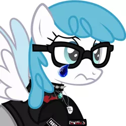 Size: 500x500 | Tagged: safe, artist:lightningbolt, derpibooru import, edit, editor:watermelon changeling, lightning bolt, white lightning, pegasus, pony, choker, clandestine industries, clothes, confused, crying, emo, exploitable bolt, female, fingerless gloves, flying, glasses, gloves, jewelry, league of legends, mare, minecraft, my chemical romance, necklace, panic! at the disco, shirt, simple background, solo, spread wings, t-shirt, undershirt, vector, white background, wings, wristband