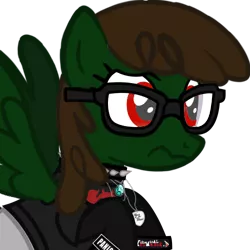 Size: 500x500 | Tagged: safe, artist:lightningbolt, derpibooru import, edit, lightning bolt, white lightning, pegasus, pony, choker, clandestine industries, clothes, confused, crying, emo, exploitable bolt, female, fingerless gloves, flying, frown, glasses, gloves, jewelry, mare, minecraft, my chemical romance, necklace, panic! at the disco, shirt, simple background, solo, spread wings, t-shirt, transparent background, undershirt, vector, wavy mouth, wide eyes, wings, wristband